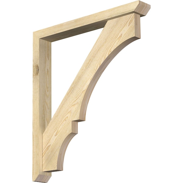 Ekena Millwork Balboa Slat Rough Sawn Bracket w/ Offset Brace, Douglas Fir, 4"W x 30"D x 34"H BKT0402X30X34BOA06RDF - main